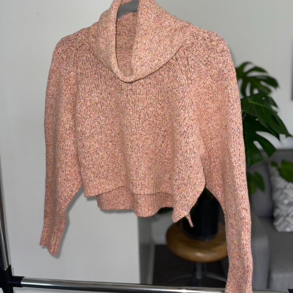 Cropped Turtle Neck Knit Sweater